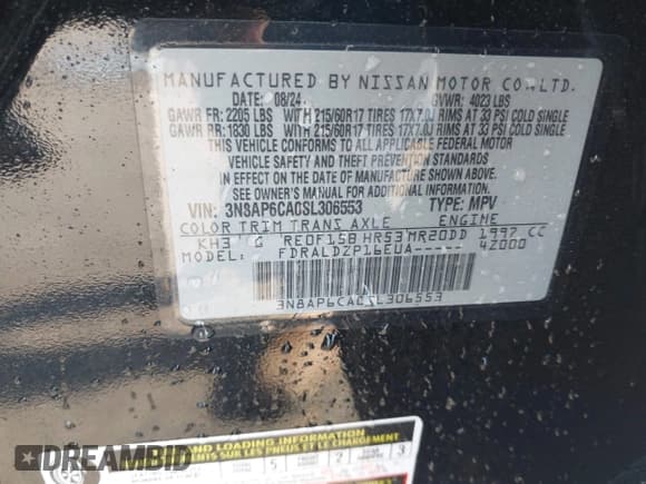 ✅ 2025 Nissan Kicks SV • VIN: 3N8AP6CA0SL306553 • Лот: 43631072. Опубликован ранее на IAAI с пробегом 41 764 миль. Бесплатный доступ к архиву аукционных продаж из США и подробный отчёт об истории автомобиля на DreamBid. Изображение 9.