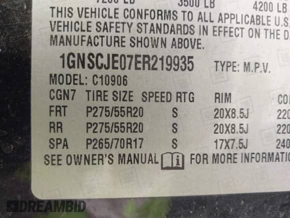 2014 Chevrolet Suburban LT z VIN 1GNSCJE07ER219935, wystawiony jako IAAI lot #42286843 z przebiegiem 175 459 mil mil oraz . Historia ofert i sprzedaży dostępna na DreamBid. Obrazek 9.