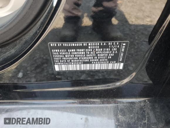 ✅ 2015 Volkswagen Jetta SE • VIN: 3VWD07AJ7FM259301 • Лот: 59030665. Опубликован ранее на Copart с пробегом 124 284 миль. Бесплатный доступ к архиву аукционных продаж из США и подробный отчёт об истории автомобиля на DreamBid. Изображение 12.
