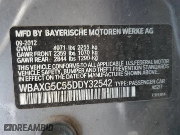 ✅ 2013 BMW 5 Series 528i • VIN: WBAXG5C55DDY32542 • Lot: 71170805. Wystawiony na Copart z przebiegiem Nie podano. Bezpłatny archiwum sprzedaży aukcyjnych z USA i szczegółowy raport historii pojazdu na DreamBid. Zdjęcie 12.