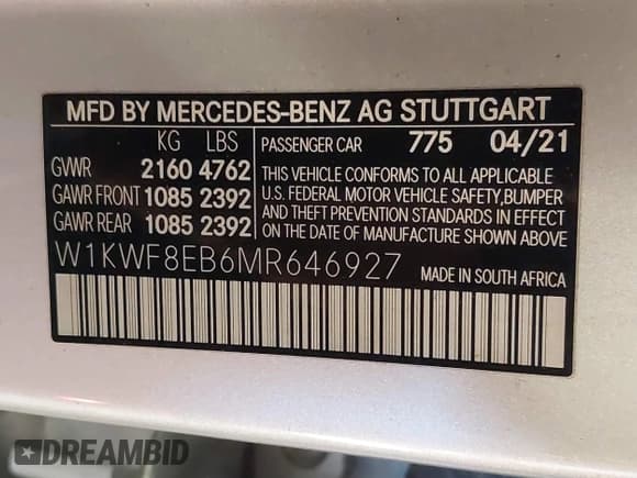 ✅ 2021 Mercedes-Benz C 300 • VIN: W1KWF8EB6MR646927 • Lot: 41645450. Wystawiony na IAAI z przebiegiem 53 464 mil. Bezpłatny archiwum sprzedaży aukcyjnych z USA i szczegółowy raport historii pojazdu na DreamBid. Zdjęcie 9.