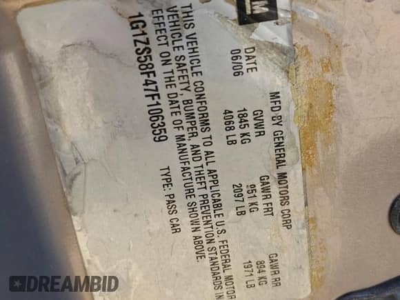 2007 Chevrolet Malibu 1LS z VIN 1G1ZS58F47F106359, wystawiony jako Copart lot #46586434 z przebiegiem 258 534 mil mil oraz Czysty tytuł • Clean title. Historia ofert i sprzedaży dostępna na DreamBid. Obrazek 12.