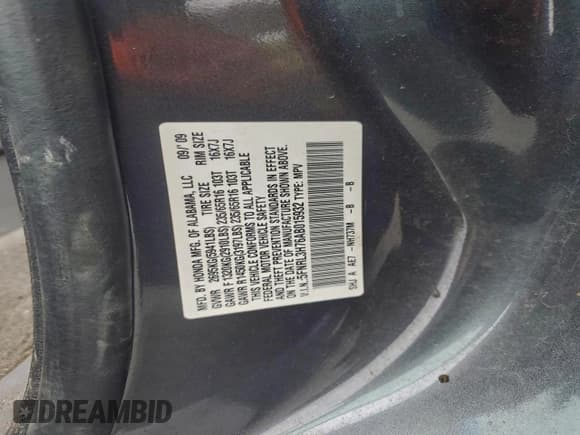 ✅ 2010 Honda Odyssey EX-L • VIN: 5FNRL3H76AB015932 • Lot: 95115505. Listed on Copart with 172,035 mi. Free auction sales archive from the USA and detailed vehicle history report at DreamBid. Image 13.