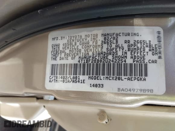 ✅ 2002 Toyota Avalon XLS • VIN: 4T1BF28B02U242254 • Лот: 43721480. Опубликован ранее на IAAI с пробегом 227 712 миль. Бесплатный доступ к архиву аукционных продаж из США и подробный отчёт об истории автомобиля на DreamBid. Изображение 9.