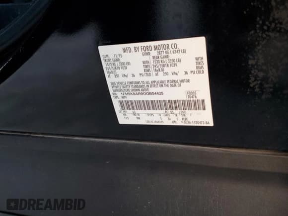 ✅ 2016 Ford Police Interceptor Utility • VIN: 1FM5K8AR9GGB54425 • Lot: 85850355. Listed on Copart with 201,208 mi. Free auction sales archive from the USA and detailed vehicle history report at DreamBid. Image 13.