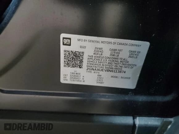 ✅ 2022 Chevrolet Equinox LT • VIN: 2GNAXUEV8N6113874 • Lot: 93942545. Listed on Copart with 28,922 mi. Free auction sales archive from the USA and detailed vehicle history report at DreamBid. Image 13.