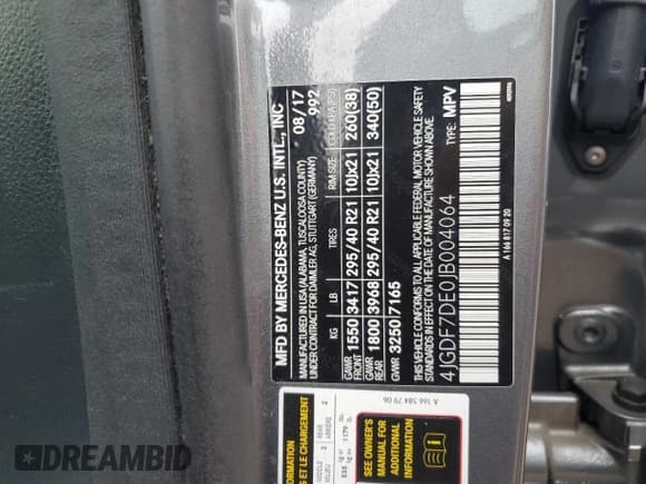 ✅ 2018 Mercedes-Benz GLS 550 • VIN: 4JGDF7DE0JB004064 • Lot: 66699975. Wystawiony na Copart z przebiegiem 93 582 mil. Bezpłatny archiwum sprzedaży aukcyjnych z USA i szczegółowy raport historii pojazdu na DreamBid. Zdjęcie 14.