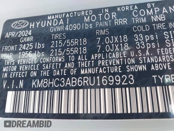 2024 Hyundai Kona SEL z VIN KM8HC3AB6RU169923, wystawiony jako IAAI lot #43021972 z przebiegiem 21 021 mil mil oraz . Historia ofert i sprzedaży dostępna na DreamBid. Obrazek 9.