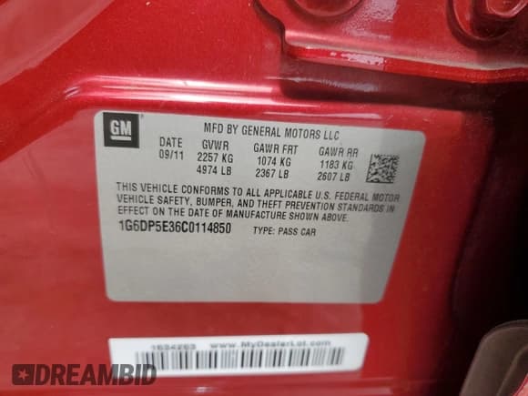 ✅ 2012 Cadillac CTS Premium • VIN: 1G6DP5E36C0114850 • Lot: 82349685. Listed on Copart with 114,711 mi. Free auction sales archive from the USA and detailed vehicle history report at DreamBid. Image 12.