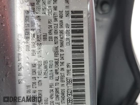 ✅ 2016 Mazda CX-9 Sport • VIN: JM3TCBBY3G0117897 • Лот: 85363045. Опубликован ранее на Copart с пробегом 83 801 миль. Бесплатный доступ к архиву аукционных продаж из США и подробный отчёт об истории автомобиля на DreamBid. Изображение 13.