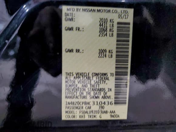 ✅ 2017 Nissan LEAF S • VIN: 1N4BZ0CP8HC310436 • Lot: 96231885. Listed on Copart with 75,297 mi. Free auction sales archive from the USA and detailed vehicle history report at DreamBid. Image 12.