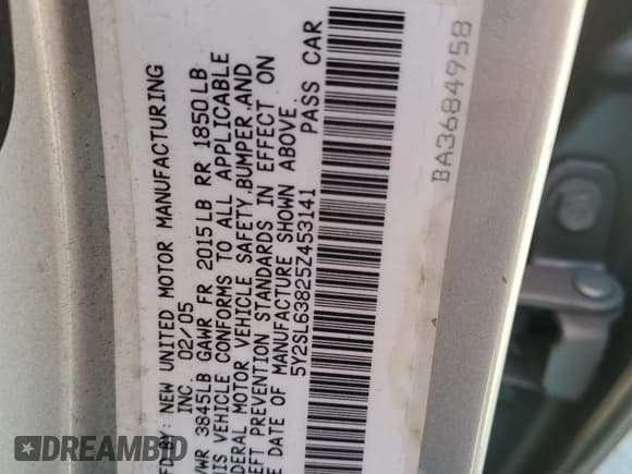 ✅ 2005 Pontiac Vibe • VIN: 5Y2SL63825Z453141 • Lot: 86228075. Wystawiony na Copart z przebiegiem 139 666 mil. Bezpłatny archiwum sprzedaży aukcyjnych z USA i szczegółowy raport historii pojazdu na DreamBid. Zdjęcie 12.