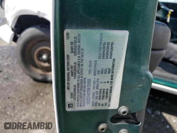 ✅ 1999 Chevrolet S-10 Work Truck • VIN: 1GCCS14X7XK122650 • Лот: 49994535. Опубликован ранее на Copart с пробегом 109 338 миль. Бесплатный доступ к архиву аукционных продаж из США и подробный отчёт об истории автомобиля на DreamBid. Изображение 13.