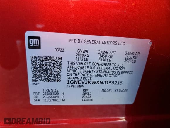 ✅ 2022 Chevrolet Traverse RS • VIN: 1GNEVJKWXNJ156215 • Lot: 86667105. Wystawiony na Copart z przebiegiem 30 515 mil. Bezpłatny archiwum sprzedaży aukcyjnych z USA i szczegółowy raport historii pojazdu na DreamBid. Zdjęcie 12.