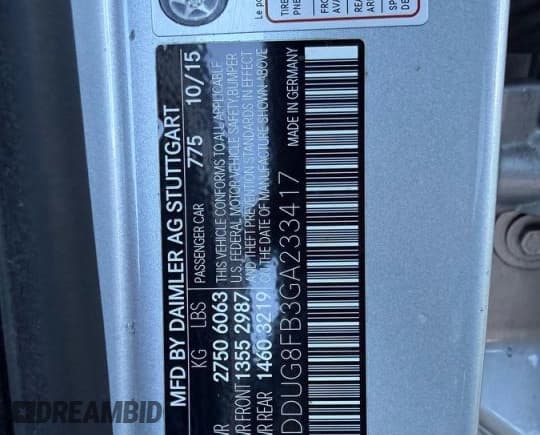 ✅ 2016 Mercedes-Benz S 550 • VIN: WDDUG8FB3GA233517 • Lot: 92124525. Listed on Copart with 60,495 mi. Free auction sales archive from the USA and detailed vehicle history report at DreamBid. Image 10.