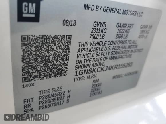 2019 Chevrolet Tahoe Premier z VIN 1GNSKCKJ4KR155263, wystawiony jako Copart lot #71058275 z przebiegiem 44 854 mil mil oraz Szkoda całkowita • Salvage title. Historia ofert i sprzedaży dostępna na DreamBid. Obrazek 13.