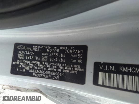 ✅ 2008 Hyundai Accent GS • VIN: KMHCM36C48U069648 • Лот: 41202311. Опубликован ранее на IAAI с пробегом 191 941 миль. Бесплатный доступ к архиву аукционных продаж из США и подробный отчёт об истории автомобиля на DreamBid. Изображение 9.