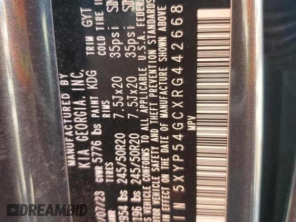 ✅ 2024 Kia Telluride SX • VIN: 5XYP54GCXRG442668 • Lot: 69124815. Listed on Copart with 23,691 mi. Free auction sales archive from the USA and detailed vehicle history report at DreamBid. Image 14.