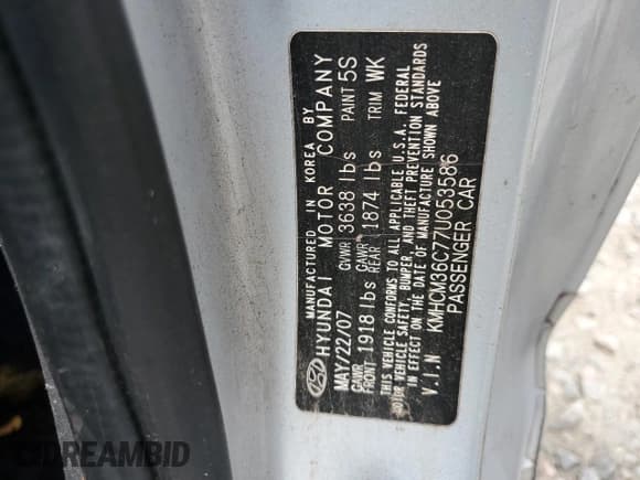 ✅ 2007 Hyundai Accent GS • VIN: KMHCM36C77U053586 • Лот: 64237215. Опубликован ранее на Copart с пробегом 157 822 миль. Бесплатный доступ к архиву аукционных продаж из США и подробный отчёт об истории автомобиля на DreamBid. Изображение 12.