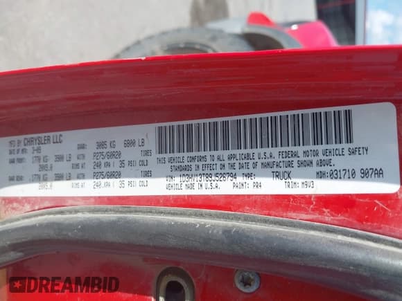 ✅ 2009 Dodge 1500 Laramie • VIN: 1D3HV13T89J526794 • Lot: 42376546. Wystawiony na IAAI z przebiegiem 237 001 mil. Bezpłatny archiwum sprzedaży aukcyjnych z USA i szczegółowy raport historii pojazdu na DreamBid. Zdjęcie 9.