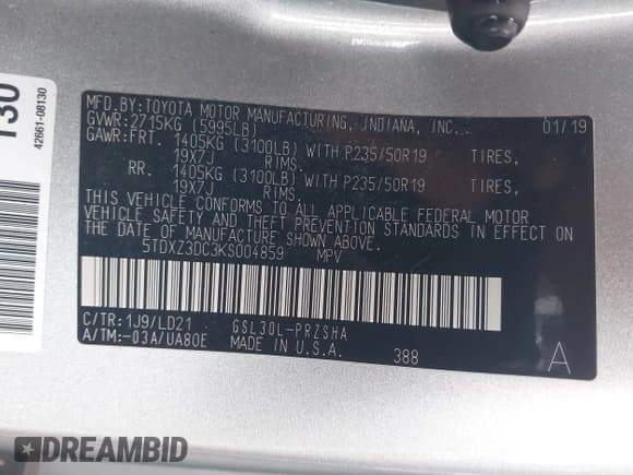 ✅ 2019 Toyota Sienna SE • VIN: 5TDXZ3DC3KS004859 • Lot: 43639458. Listed on IAAI with 44,141 mi. Free auction sales archive from the USA and detailed vehicle history report at DreamBid. Image 9.