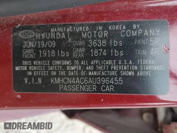 2010 Hyundai Accent GLS z VIN KMHCN4AC6AU396455, wystawiony jako Copart lot #70456214 z przebiegiem 156 018 mil mil oraz Czysty tytuł • Clean title. Historia ofert i sprzedaży dostępna na DreamBid. Obrazek 12.