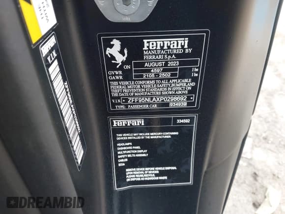 ✅ 2023 Ferrari SF90 • VIN: ZFF95NLAXP0298692 • Lot: 41630186. Wystawiony na IAAI z przebiegiem 390 mil. Bezpłatny archiwum sprzedaży aukcyjnych z USA i szczegółowy raport historii pojazdu na DreamBid. Zdjęcie 9.