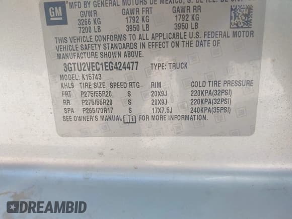 ✅ 2014 GMC Sierra 1500 SLT • VIN: 3GTU2VEC1EG424477 • Lot: 42916157. Wystawiony na IAAI z przebiegiem 135 821 mil. Bezpłatny archiwum sprzedaży aukcyjnych z USA i szczegółowy raport historii pojazdu na DreamBid. Zdjęcie 9.
