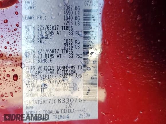 ✅ 2018 Nissan Rogue SV • VIN: 5N1AT2MT7JC833026 • Lot: 92324245. Wystawiony na Copart z przebiegiem 107 943 mil. Bezpłatny archiwum sprzedaży aukcyjnych z USA i szczegółowy raport historii pojazdu na DreamBid. Zdjęcie 13.