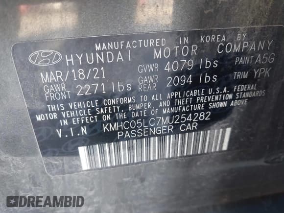 ✅ 2021 Hyundai Ioniq Limited • VIN: KMHC05LC7MU254282 • Lot: 43501749. Wystawiony na IAAI z przebiegiem 99 263 mil. Bezpłatny archiwum sprzedaży aukcyjnych z USA i szczegółowy raport historii pojazdu na DreamBid. Zdjęcie 9.