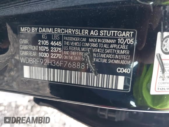 ✅ 2006 Mercedes-Benz C 280 Luxury • VIN: WDBRF92H36F768881 • Lot: 40434681. Wystawiony na IAAI z przebiegiem 258 478 mil. Bezpłatny archiwum sprzedaży aukcyjnych z USA i szczegółowy raport historii pojazdu na DreamBid. Zdjęcie 9.