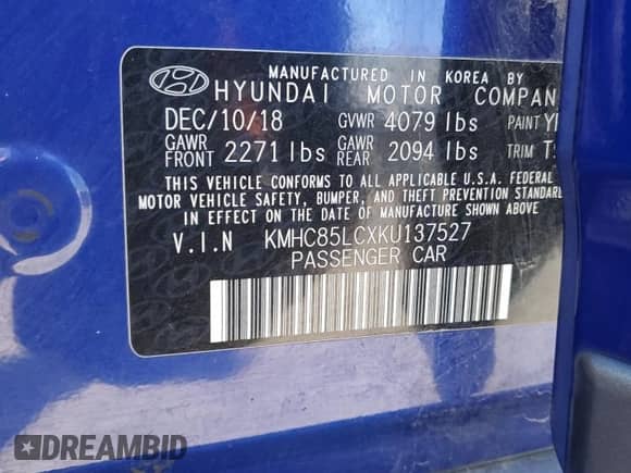 2019 Hyundai Ioniq Limited с VIN KMHC85LCXKU137527, выставлен на аукционе Copart как лот 78537424 с пробегом 119 000 миль миль и Списание • Salvage title. История ставок и продаж доступна на DreamBid. Изображение 15.