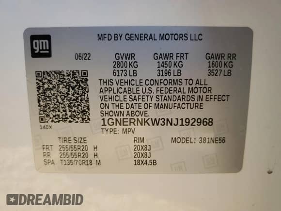 2022 Chevrolet Traverse High Country z VIN 1GNERNKW3NJ192968, wystawiony jako Copart lot #81289654 z przebiegiem 42 420 mil mil oraz Szkoda całkowita • Salvage title. Historia ofert i sprzedaży dostępna na DreamBid. Obrazek 13.