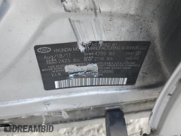 ✅ 2012 Hyundai Sonata GLS • VIN: 5NPEB4AC4CH358886 • Lot: 74150064. Listed on Copart with Not provided. Free auction sales archive from the USA and detailed vehicle history report at DreamBid. Image 14.