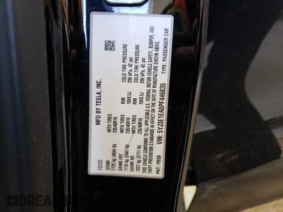 ✅ 2023 Tesla Model 3 • VIN: 5YJ3E1EA8PF446835 • Lot: 53345355. Wystawiony na Copart z przebiegiem 57 372 mil. Bezpłatny archiwum sprzedaży aukcyjnych z USA i szczegółowy raport historii pojazdu na DreamBid. Zdjęcie 14.