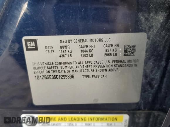 ✅ 2012 Chevrolet Malibu 1LS • VIN: 1G1ZB5E06CF295896 • Lot: 84185495. Listed on Copart with 147,105 mi. Free auction sales archive from the USA and detailed vehicle history report at DreamBid. Image 13.