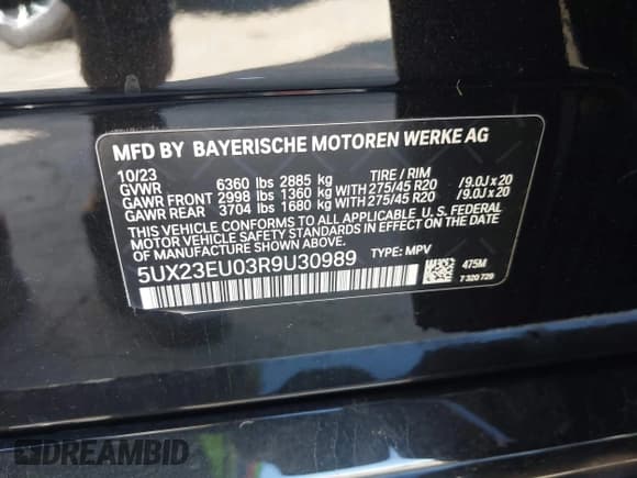 ✅ 2024 BMW X5 xDrive40i • VIN: 5UX23EU03R9U30989 • Lot: 43474605. Wystawiony na IAAI z przebiegiem 27 127 mil. Bezpłatny archiwum sprzedaży aukcyjnych z USA i szczegółowy raport historii pojazdu na DreamBid. Zdjęcie 9.