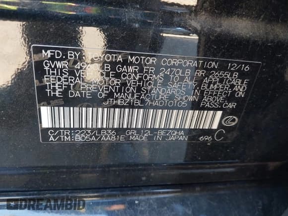 ✅ 2017 Lexus GS 350 • VIN: JTHBZ1BL7HA010105 • Lot: 41858421. Wystawiony na IAAI z przebiegiem 120 407 mil. Bezpłatny archiwum sprzedaży aukcyjnych z USA i szczegółowy raport historii pojazdu na DreamBid. Zdjęcie 9.