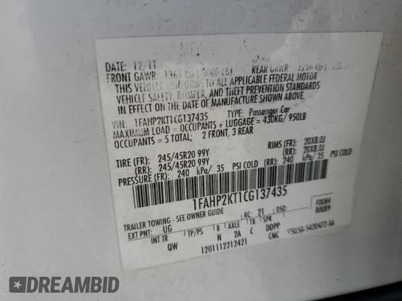 ✅ 2012 Ford Taurus SHO • VIN: 1FAHP2KT1CG137435 • Lot: 80919995. Wystawiony na Copart z przebiegiem 173 843 mil. Bezpłatny archiwum sprzedaży aukcyjnych z USA i szczegółowy raport historii pojazdu na DreamBid. Zdjęcie 12.