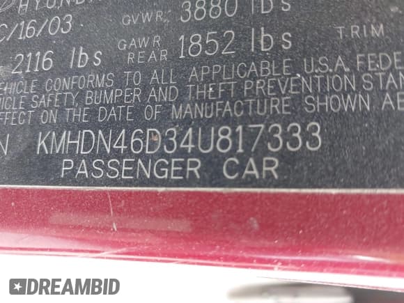 ✅ 2004 Hyundai Elantra GLS • VIN: KMHDN46D34U817333 • Lot: 42040618. Wystawiony na IAAI z przebiegiem 195 488 mil. Bezpłatny archiwum sprzedaży aukcyjnych z USA i szczegółowy raport historii pojazdu na DreamBid. Zdjęcie 9.