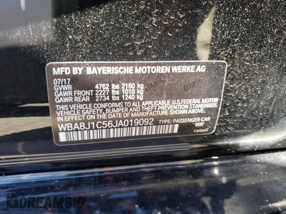 2018 BMW 3 Series 328d xDrive с VIN WBA8J1C56JA019092, выставлен на аукционе Copart как лот 65231752 с пробегом 59 526 миль миль и . История ставок и продаж доступна на DreamBid. Изображение 10.