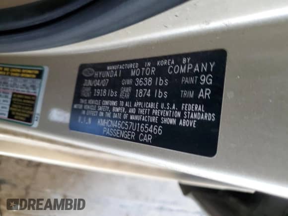 2007 Hyundai Accent GLS с VIN KMHCN46C57U165466, выставлен на аукционе Copart как лот 84249465 с пробегом 124 530 миль миль и Списание • Salvage title. История ставок и продаж доступна на DreamBid. Изображение 12.