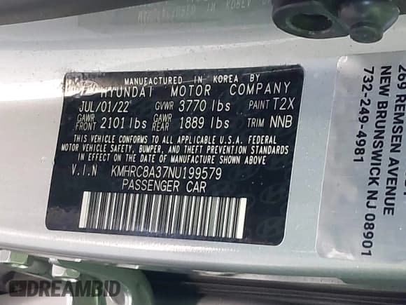 ✅ 2022 Hyundai Venue Limited • VIN: KMHRC8A37NU199579 • Lot: 41886674. Listed on IAAI with 36,484 mi. Free auction sales archive from the USA and detailed vehicle history report at DreamBid. Image 9.