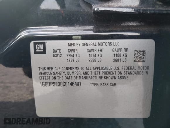 ✅ 2012 Cadillac CTS Premium • VIN: 1G6DP5E30C0146497 • Lot: 43841827. Listed on IAAI with 82,703 mi. Free auction sales archive from the USA and detailed vehicle history report at DreamBid. Image 9.