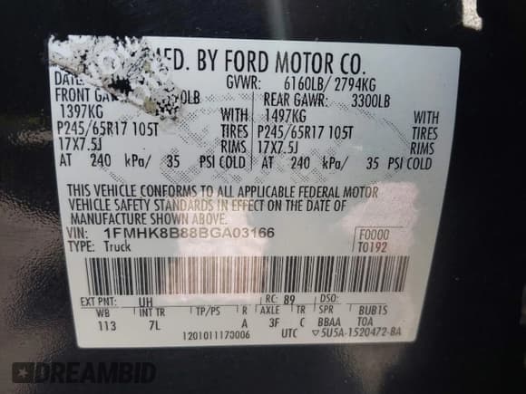 ✅ 2011 Ford Explorer • VIN: 1FMHK8B88BGA03166 • Lot: 42623960. Listed on IAAI with 180,486 mi. Free auction sales archive from the USA and detailed vehicle history report at DreamBid. Image 9.