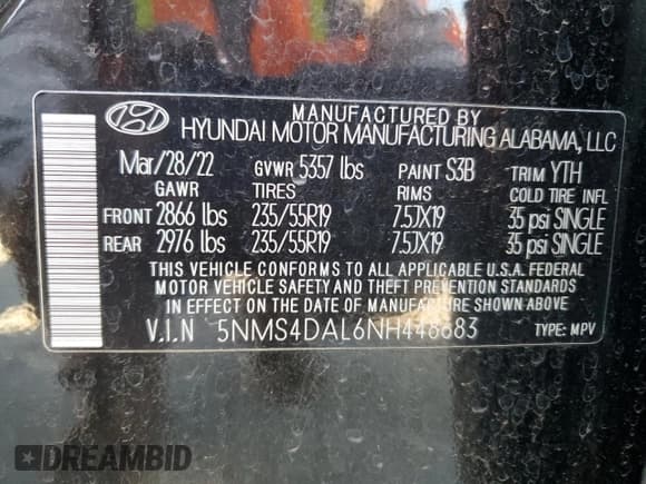 ✅ 2022 Hyundai Santa Fe Limited • VIN: 5NMS4DAL6NH448683 • Lot: 50138504. Wystawiony na Copart z przebiegiem 21 006 mil. Bezpłatny archiwum sprzedaży aukcyjnych z USA i szczegółowy raport historii pojazdu na DreamBid. Zdjęcie 13.