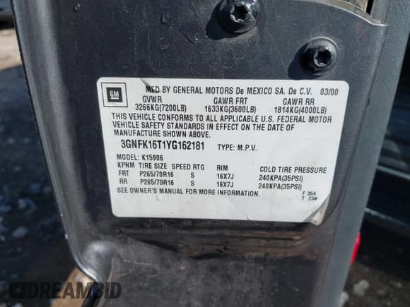 ✅ 2000 Chevrolet Suburban LS • VIN: 3GNFK16T1YG162181 • Лот: 41843413. Опубликован ранее на IAAI с пробегом 324 181 миль. Бесплатный доступ к архиву аукционных продаж из США и подробный отчёт об истории автомобиля на DreamBid. Изображение 9.