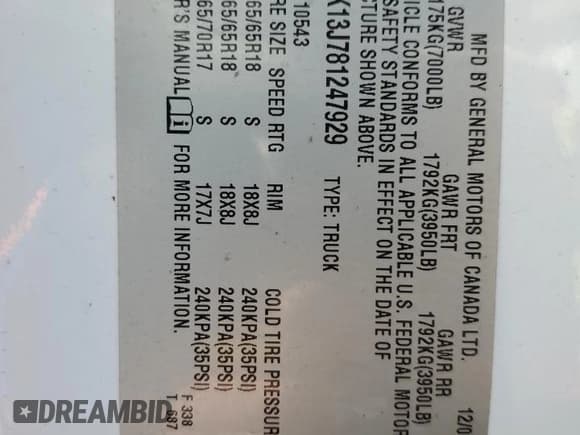 ✅ 2008 Chevrolet Silverado 1500 1LT • VIN: 2GCEK13J781247929 • Lot: 69769084. Listed on Copart with 330,933 mi. Free auction sales archive from the USA and detailed vehicle history report at DreamBid. Image 12.