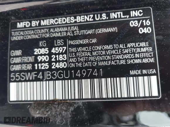 ✅ 2016 Mercedes-Benz C 300 • VIN: 55SWF4JB3GU149741 • Lot: 43368322. Listed on IAAI with 110,100 mi. Free auction sales archive from the USA and detailed vehicle history report at DreamBid. Image 9.