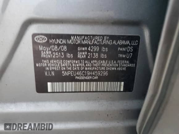 2009 Hyundai Sonata Limited с VIN 5NPEU46C19H459296, выставлен на аукционе Copart как лот 74892594 с пробегом Не указан миль и Списание • Salvage title. История ставок и продаж доступна на DreamBid. Изображение 13.